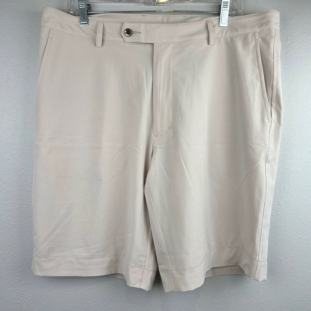 Fairway & Greene F&G Larson Tech Mens Golf Shorts Stone Beige Tan Size 36